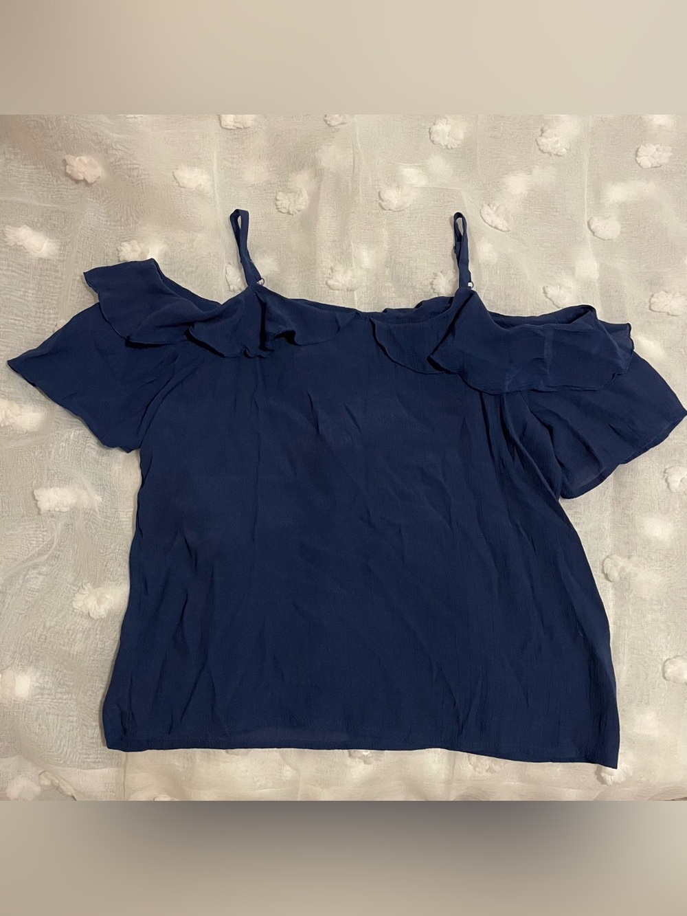 Thin Off the Shoulder Navy Top with Straps